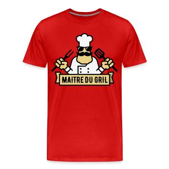 Maître Du Gril (Griller / Barbecue / BBQ / 3C) - T-shirt bio Premium Homme - rouge - Devant - Damien (186cm)