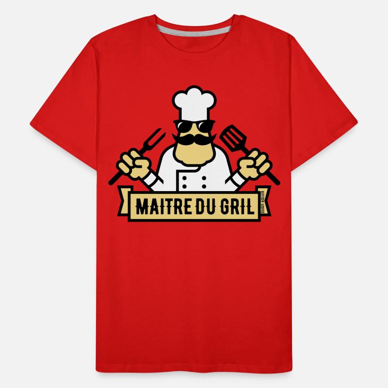 Maître Du Gril (Griller / Barbecue / BBQ / 3C) T-shirt bio Premium Homme