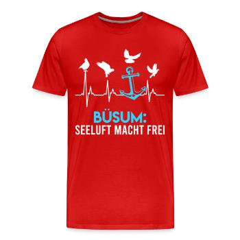 BÜSUM SEELUFT MACHT FREI Wattenmeer Lustig - Männer Premium Bio T-Shirt - Rot - Vorne - Damien (186cm)
