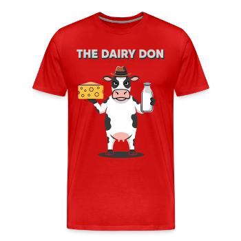 Le lait fromage de la mafia laitière Don Cow Mafia - T-shirt bio Premium Homme - rouge - Devant - Damien (186cm)