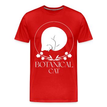 Minimalist Botanical Cat - Men's Premium Organic T-Shirt - red - Front - Damien (186cm)