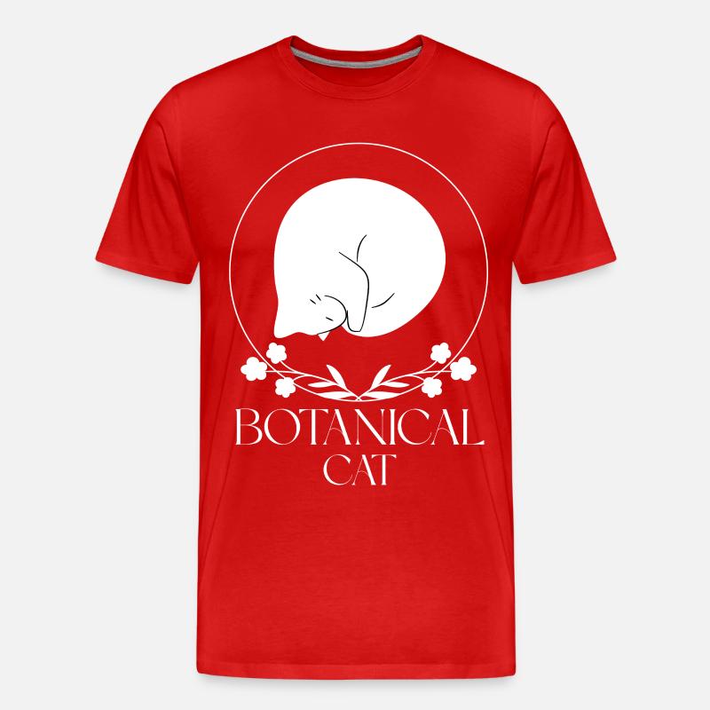 Minimalistische botanische Katze - Männer Premium Bio T-Shirt - Rot