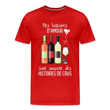 Histoires d'amour et crus - T-shirt bio Premium Homme - rouge - Devant - Damien (186cm)