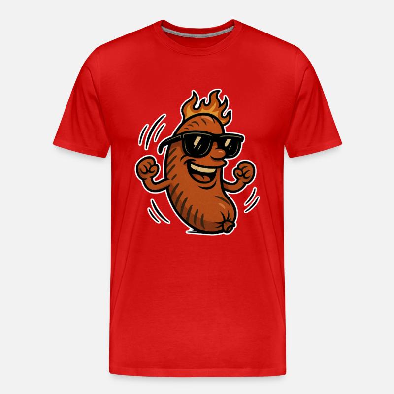 Bratwurst mit Sonnebrille - Männer Premium Bio T-Shirt - Rot