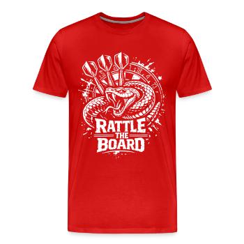 Darts | Rattle the Board , Klapperschlange - Männer Premium Bio T-Shirt - Rot - Vorne - Damien (186cm)