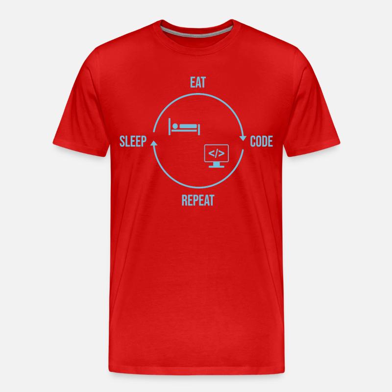 Eat Sleep Code Repeat - Programmer Cycle - Men's Premium Organic T-Shirt - red