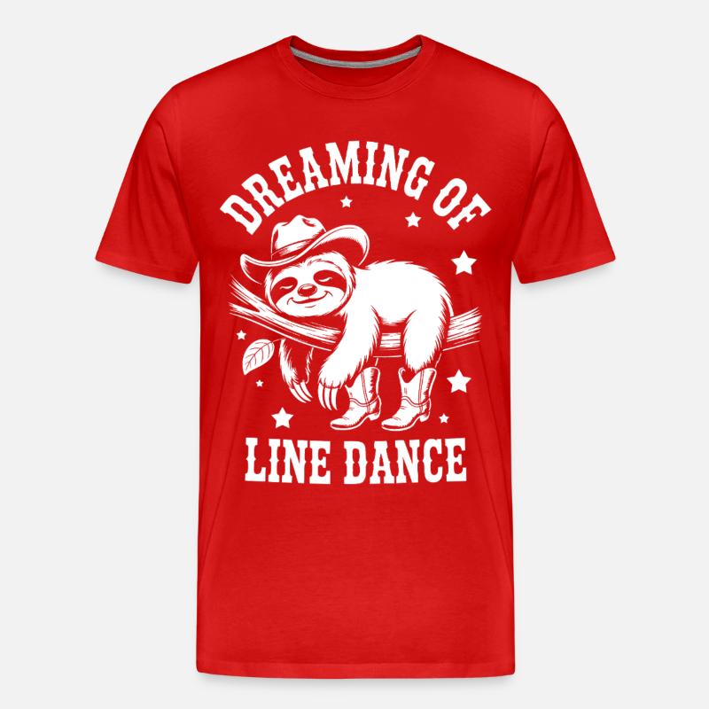 Faultier LineDance Cowboy - Männer Premium Bio T-Shirt - Rot