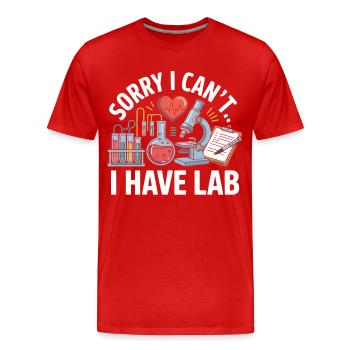 Désolé, j’ai un laboratoire - T-shirt bio Premium Homme - rouge - Devant - Damien (186cm)