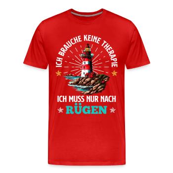 Ostsee BRAUCH KEINE THERAPIE BRAUCH NUR RÜGEN - Männer Premium Bio T-Shirt - Rot - Vorne - Damien (186cm)