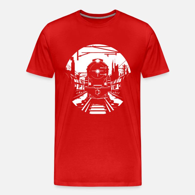 Eisenbahn Skizze - Männer Premium Bio T-Shirt - Rot