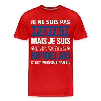 Bordeaux Fußballgeschenk - Männer Premium Bio T-Shirt - Rot - Vorne - Damien (186cm)