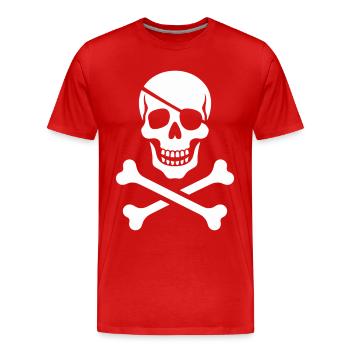 Conception croisée crâne et os - T-shirt bio Premium Homme - rouge - Devant - Damien (186cm)