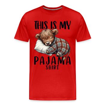 Chemise de nuit, vache des Highlands, pyjama, pyjama - T-shirt bio Premium Homme - rouge - Devant - Damien (186cm)