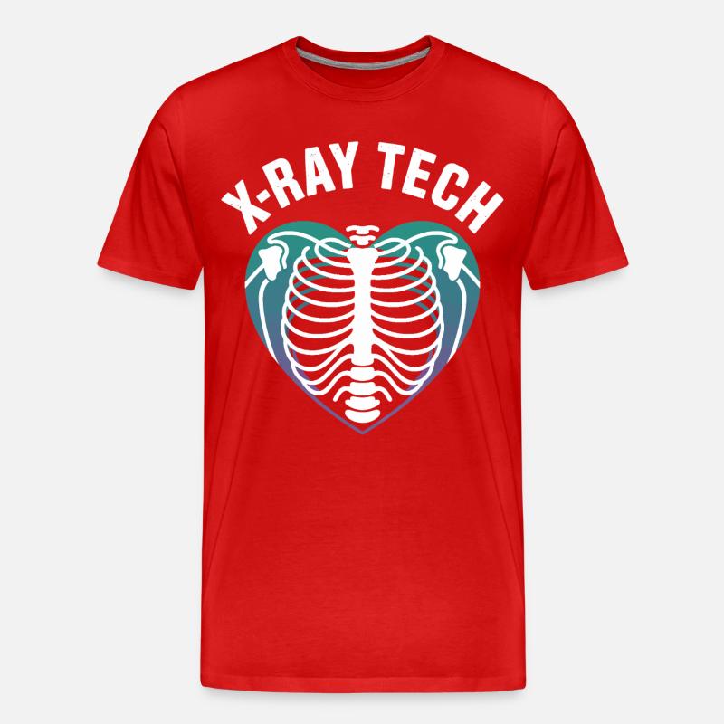 X-Ray Tech Herzröntgen Print - Männer Premium Bio T-Shirt - Rot