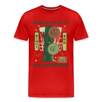 Désastres du disc golf depuis 1976 Joueur de disc golf drôle - T-shirt bio Premium Homme - rouge - Devant - Damien (186cm)