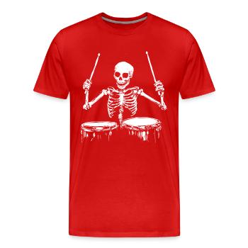 Batteur Squelette Batterie Batterie Batterie - T-shirt bio Premium Homme - rouge - Devant - Damien (186cm)