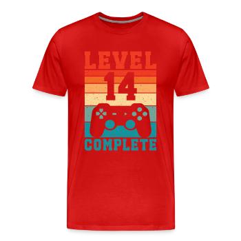 14. Geburtstag Level 14 Complete 14 Jahre Gamer  - Männer Premium Bio T-Shirt - Rot - Vorne - Damien (186cm)
