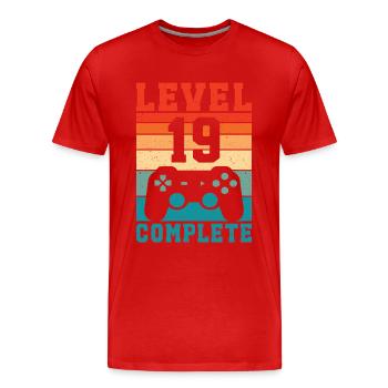 19th Birthday Level 19 Complete 19 Years Gamer - Men's Premium Organic T-Shirt - red - Front - Damien (186cm)
