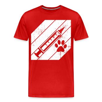 Tierarzt Spritze - Männer Premium Bio T-Shirt - Rot - Vorne - Damien (186cm)