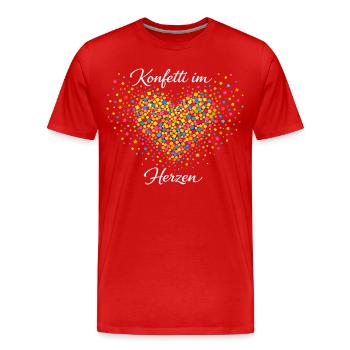 Karneval Rockmusik Konfetti im Herzen - Männer Premium Bio T-Shirt - Rot - Vorne - Damien (186cm)