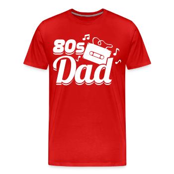 Papa des années 80 - T-shirt bio Premium Homme - rouge - Devant - Damien (186cm)