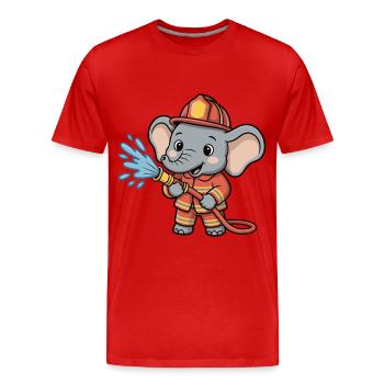Éclaboussure de tuyau d’éléphant des pompiers - T-shirt bio Premium Homme - rouge - Devant - Damien (186cm)