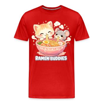 Ramen Buddies Nouilles pour chat Kawaii - T-shirt bio Premium Homme - rouge - Devant - Damien (186cm)