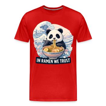 Panda Ramen Nudel Bowl - Männer Premium Bio T-Shirt - Rot - Vorne - Damien (186cm)