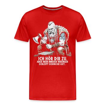 Viking Viking Legend Sailor Odin Raven Fighter - Men's Premium Organic T-Shirt - red - Front - Damien (186cm)