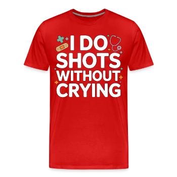 Infirmière pédiatrique : je fais des injections sans pleurer, infirmière en pédiatrie - T-shirt bio Premium Homme - rouge - Devant - Damien (186cm)