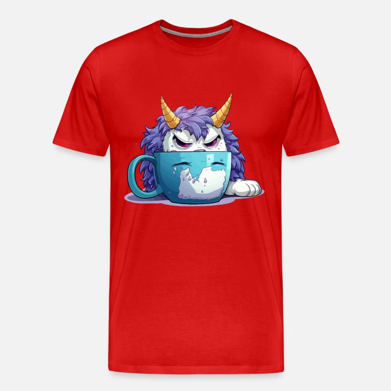 Grumpy monster in a coffee mug - Men's Premium Organic T-Shirt - red