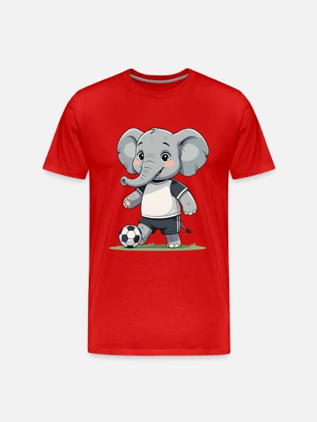 Elefant Fußballkicker - Männer Premium Bio T-Shirt - Rot