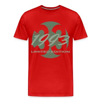 33. Geburtstag 1993 Geschenk für Männer und Frauen - Männer Premium Bio T-Shirt - Rot - Vorne - Damien (186cm)