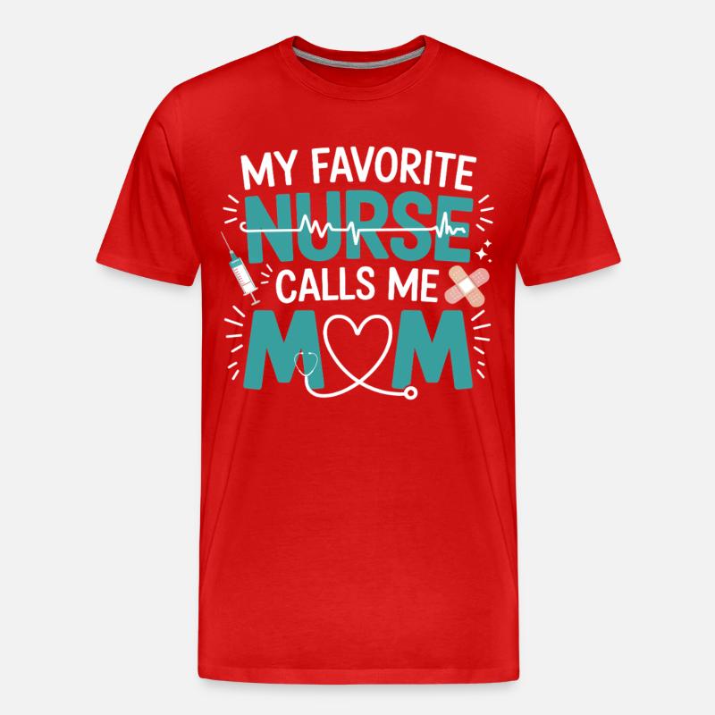 Krankenschwester Mama Herz Design - Männer Premium Bio T-Shirt - Rot