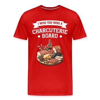 Plateau de charcuterie, viande, fromage, nourriture pour les amateurs de fromage - T-shirt bio Premium Homme - rouge - Devant - Damien (186cm)
