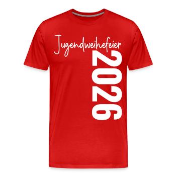 Jugendweihefeier 2026 - Männer Premium Bio T-Shirt - Rot - Vorne - Damien (186cm)
