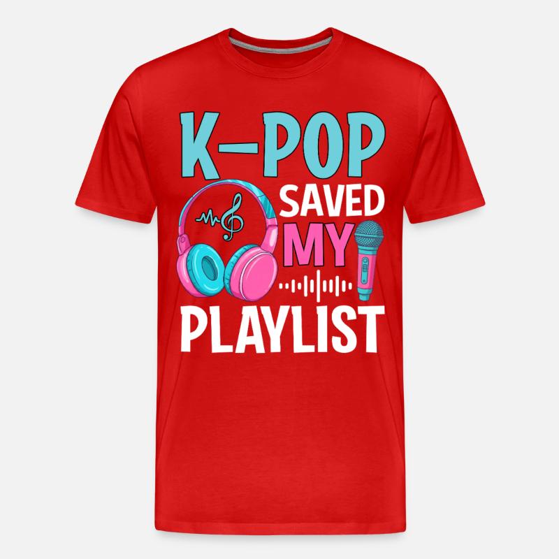 K-Pop Saved My Playlist - Männer Premium Bio T-Shirt - Rot