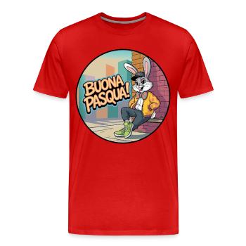 Urban Rabbit : Joyeuses Pâques ! - T-shirt bio Premium Homme - rouge - Devant - Damien (186cm)
