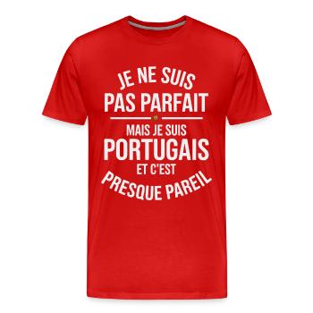 Pas parfait mais portugais Humour Portugal - T-shirt bio Premium Homme - rouge - Devant - Damien (186cm)