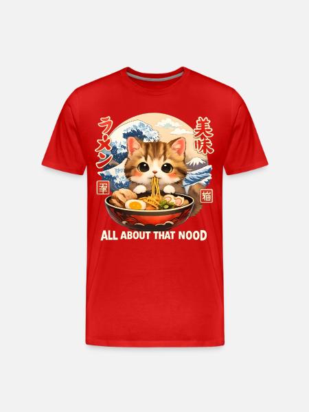 Kawaii Kitten Ramen Anime - Men's Premium Organic T-Shirt - red