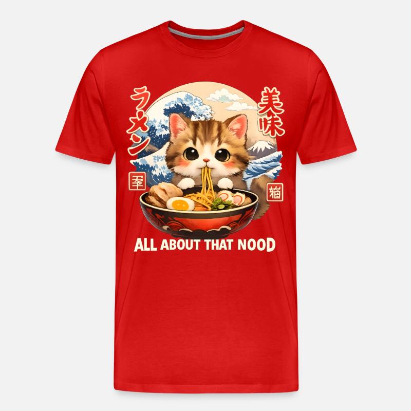 Kawaii Kätzchen Ramen Anime - Männer Premium Bio T-Shirt - Rot