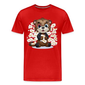 Apprendre la loutre avec le chaos du papier - T-shirt bio Premium Homme - rouge - Devant - Damien (186cm)