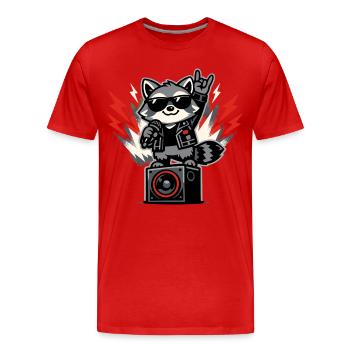Retro Waschbär Rock Musik Geschenk - Männer Premium Bio T-Shirt - Rot - Vorne - Damien (186cm)