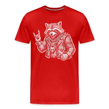 Retro Waschbär Rock Musik Geschenk Lustig - Männer Premium Bio T-Shirt - Rot - Vorne - Damien (186cm)
