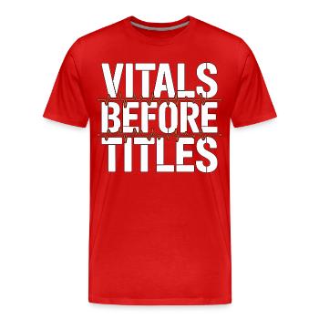 Constantes vitales de l’infirmière en soins intensifs avant les titres Soins intensifs - T-shirt bio Premium Homme - rouge - Devant - Damien (186cm)