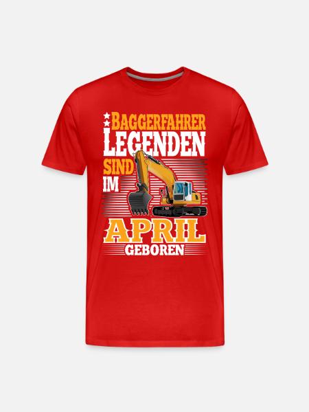 Excavator Driver Birthday April - Men's Premium Organic T-Shirt - red