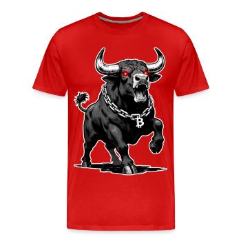 Bitcoin Bull Red Laser Eyes Crypto Bull Run - Men's Premium Organic T-Shirt - red - Front - Damien (186cm)