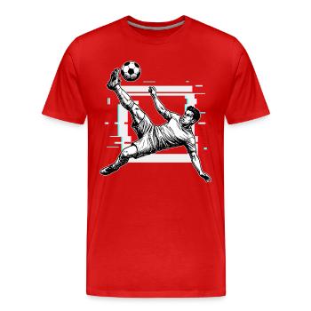 Soccer Shot Overhead Kick Side Kick - Men's Premium Organic T-Shirt - red - Front - Damien (186cm)