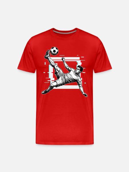Fussball Schuss Fallrueckzieher Seitfallzieher - Männer Premium Bio T-Shirt - Rot