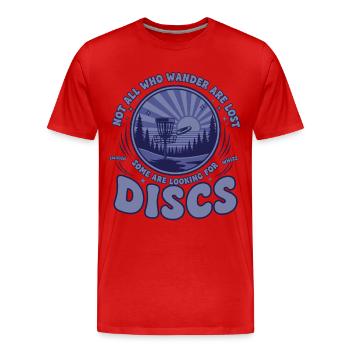 Not All Who Wander Are Lost Looking For Disc Golf - Men's Premium Organic T-Shirt - red - Front - Damien (186cm)